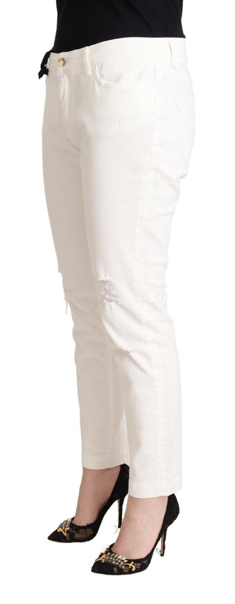 Dolce & Gabbana White Cotton Skinny Denim Women Pretty Jeans - Ellie Belle