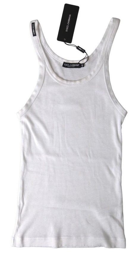 Dolce & Gabbana White Cotton Sleeveless Underwear Tank Top - Ellie Belle