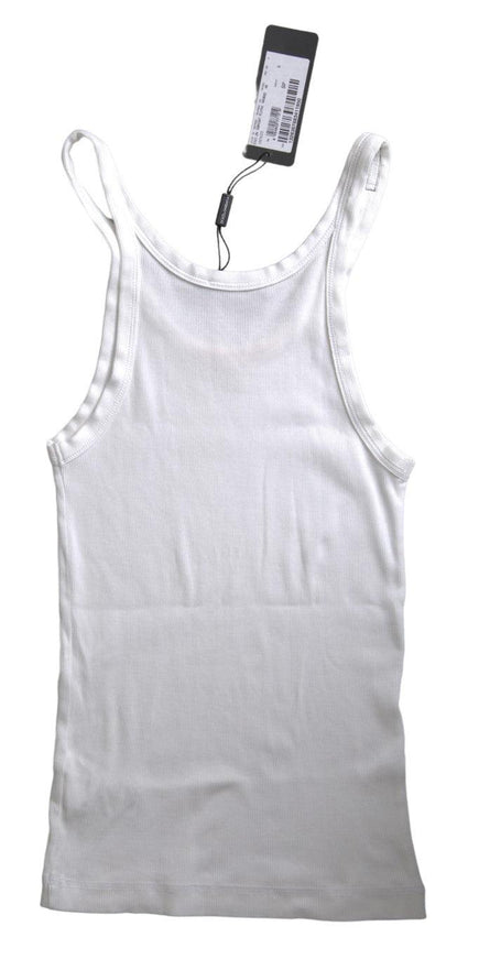 Dolce & Gabbana White Cotton Sleeveless Underwear Tank Top - Ellie Belle