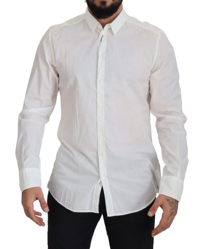 Dolce & Gabbana White Cotton Slim Fit Dress Shirt - Ellie Belle