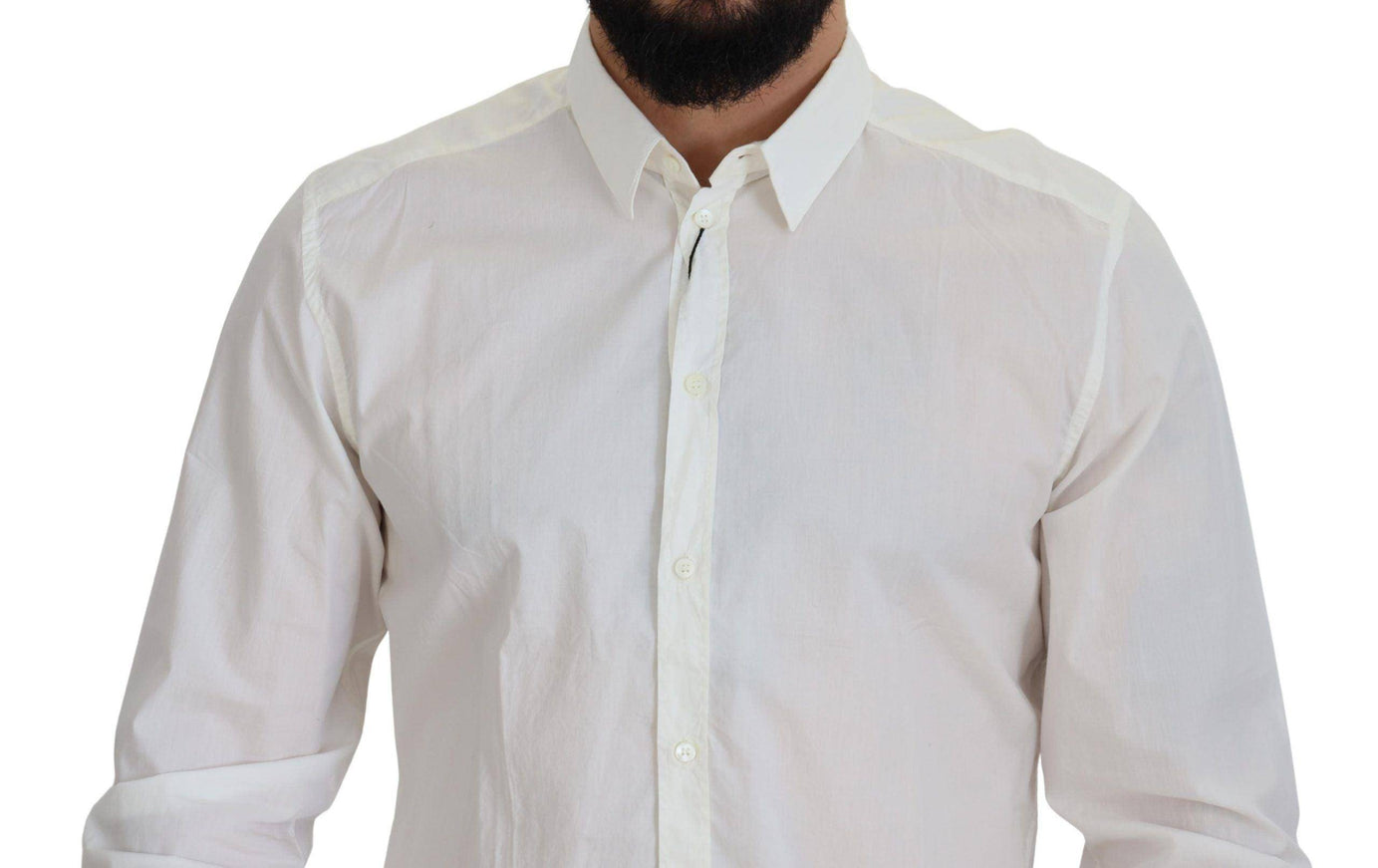 Dolce & Gabbana White Cotton Slim Fit Dress Shirt - Ellie Belle