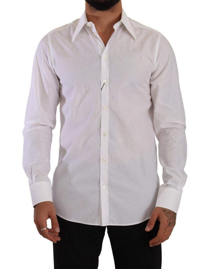 Dolce & Gabbana White Cotton Slim Fit Formal Dress Shirt - Ellie Belle