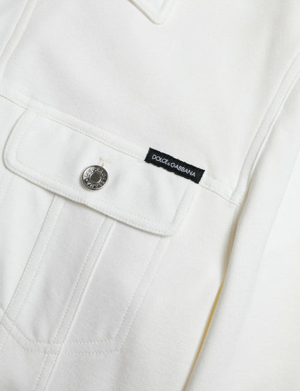 Dolce & Gabbana White Cotton Stretch Collared Denim Jacket - Ellie Belle