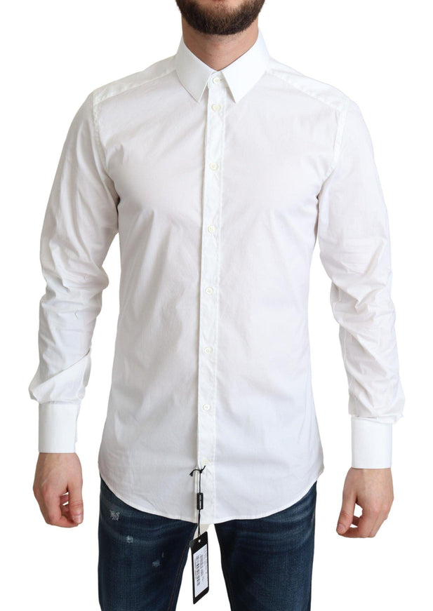 Dolce & Gabbana White Cotton Stretch Dress Shirt - Ellie Belle