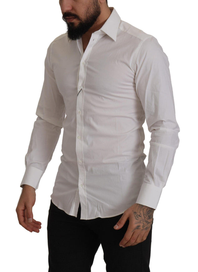 Dolce & Gabbana White Cotton Stretch Formal Dress Shirt - Ellie Belle