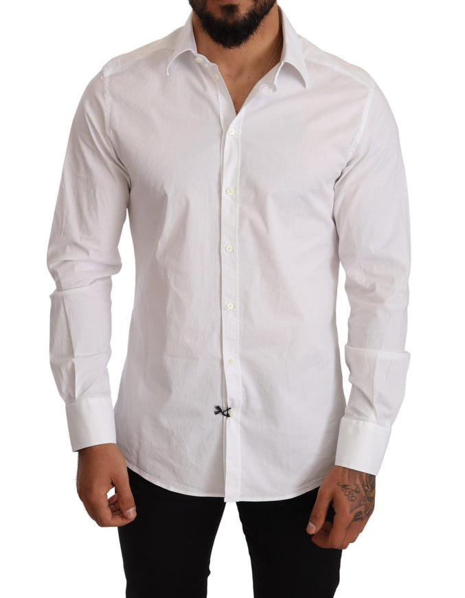 Dolce & Gabbana White Cotton Stretch Formal Shirt - Ellie Belle