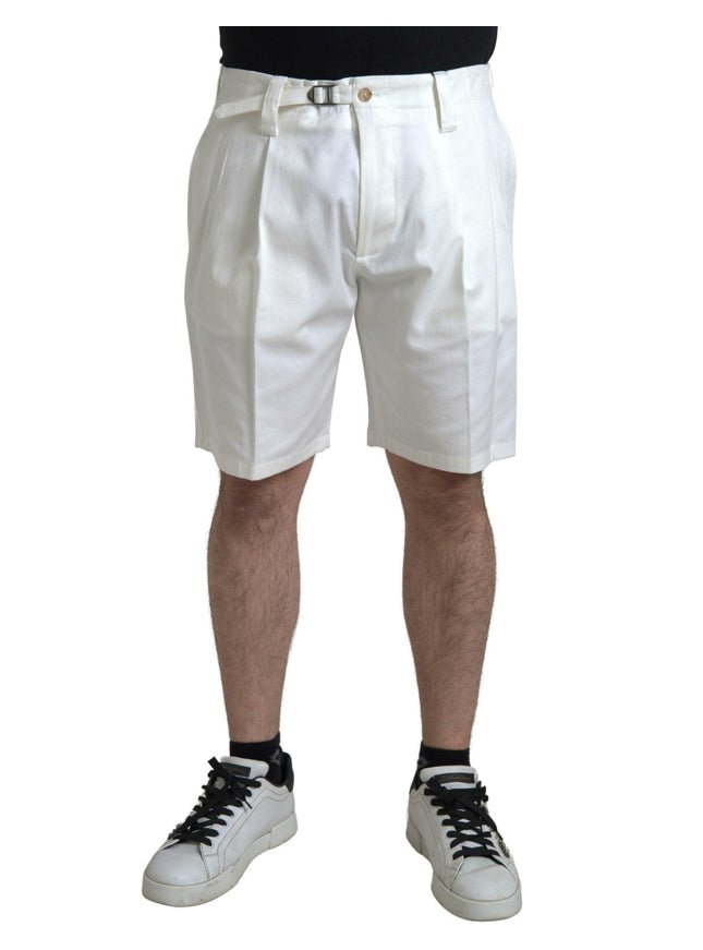 Dolce & Gabbana White Cotton Stretch Men Bermuda Denim Shorts - Ellie Belle