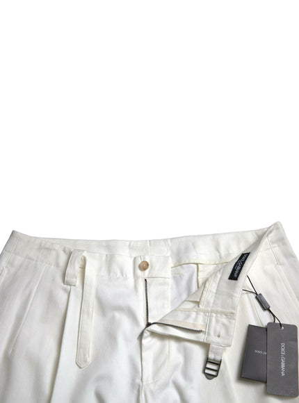 Dolce & Gabbana White Cotton Stretch Men Bermuda Denim Shorts - Ellie Belle