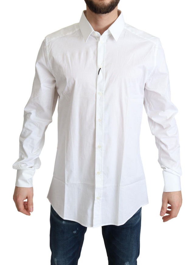 Dolce & Gabbana White Cotton Stretch Men Dress Formal Shirt - Ellie Belle