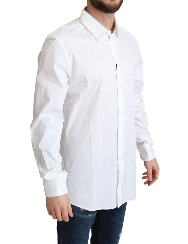 Dolce & Gabbana White Cotton Stretch Men Dress Formal Shirt - Ellie Belle
