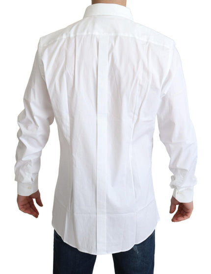 Dolce & Gabbana White Cotton Stretch Men Dress Formal Shirt - Ellie Belle