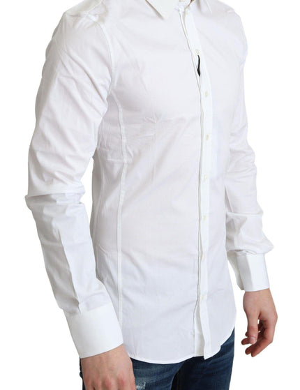 Dolce & Gabbana White Cotton Stretch Men Formal SICILIA Shirt - Ellie Belle