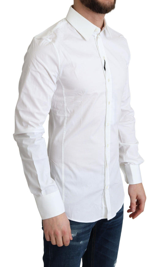 Dolce & Gabbana White Cotton Stretch Men Formal SICILIA Shirt - Ellie Belle