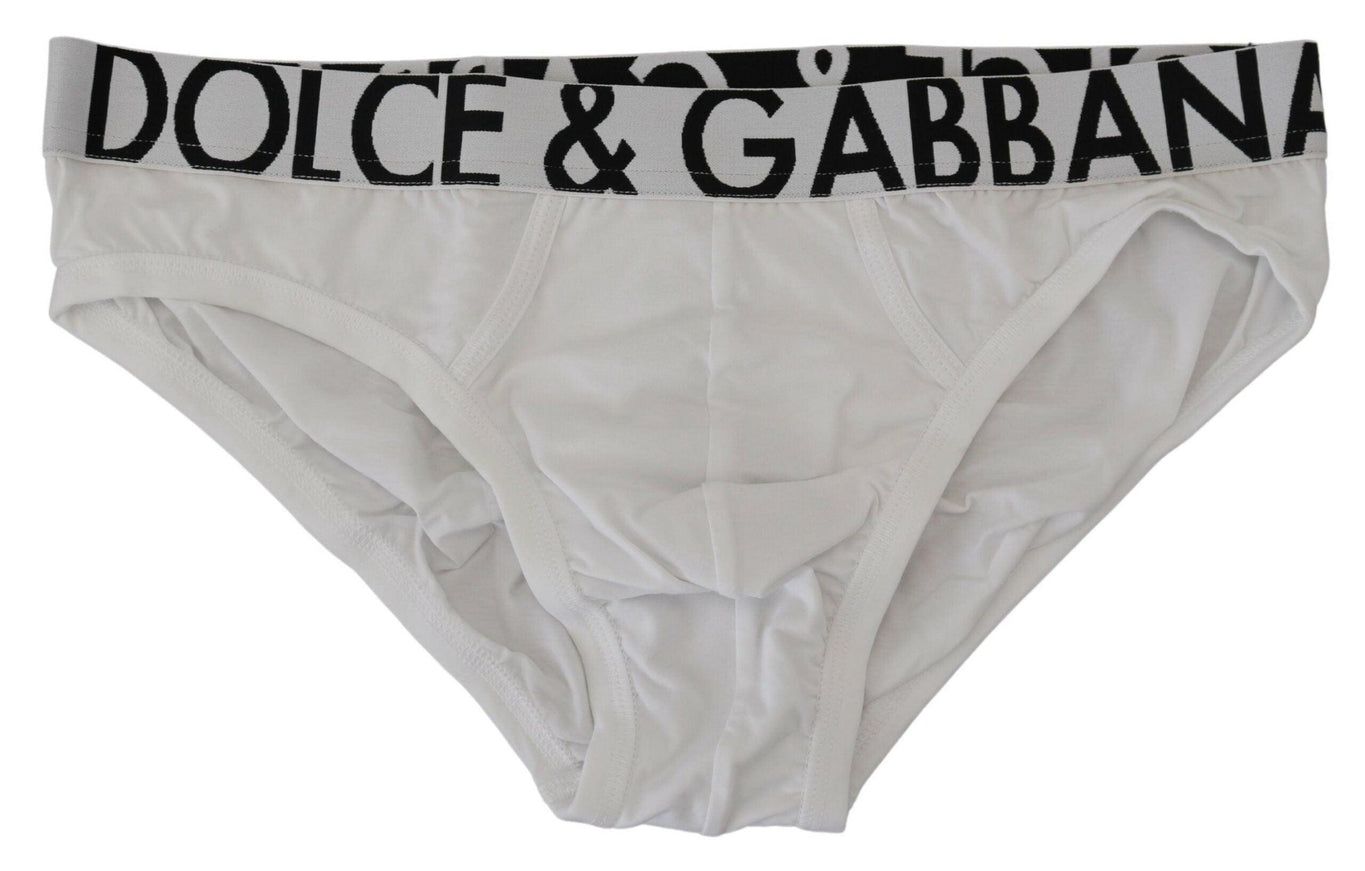 Dolce & Gabbana White Cotton Stretch Midi Brief Underwear - Ellie Belle