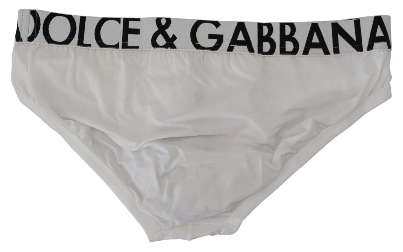 Dolce & Gabbana White Cotton Stretch Midi Brief Underwear - Ellie Belle