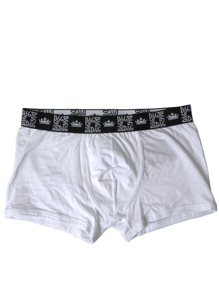 Dolce & Gabbana White Cotton Stretch Regular Boxer Underwear - Ellie Belle
