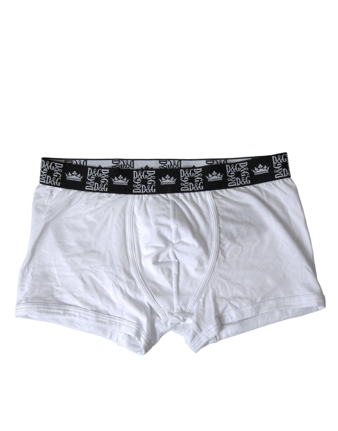 Dolce & Gabbana White Cotton Stretch Regular Boxer Underwear - Ellie Belle