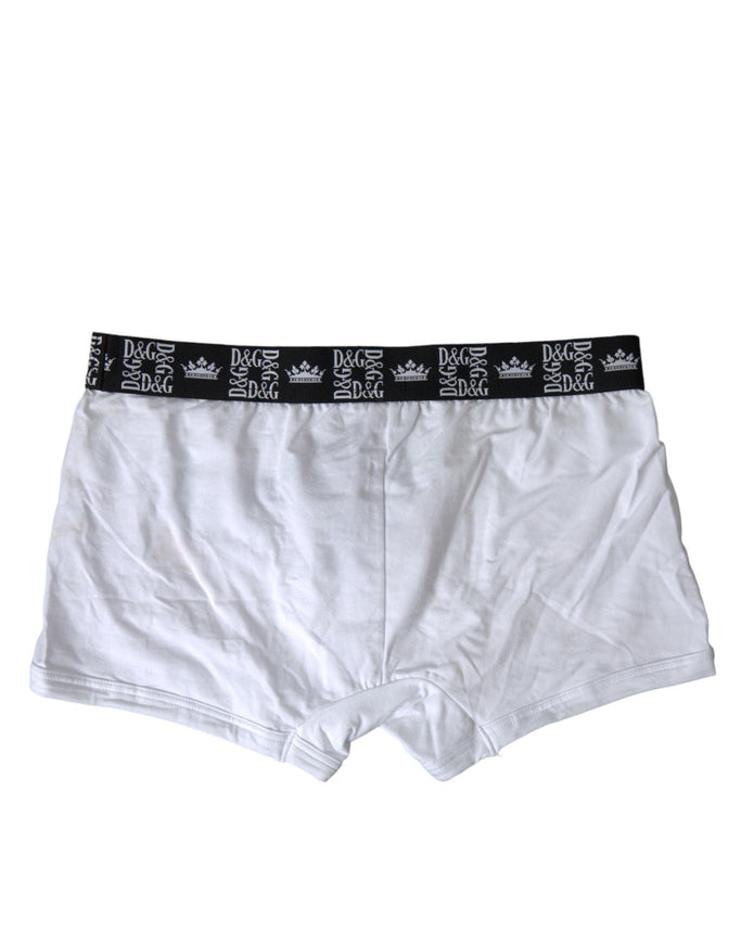 Dolce & Gabbana White Cotton Stretch Regular Boxer Underwear - Ellie Belle