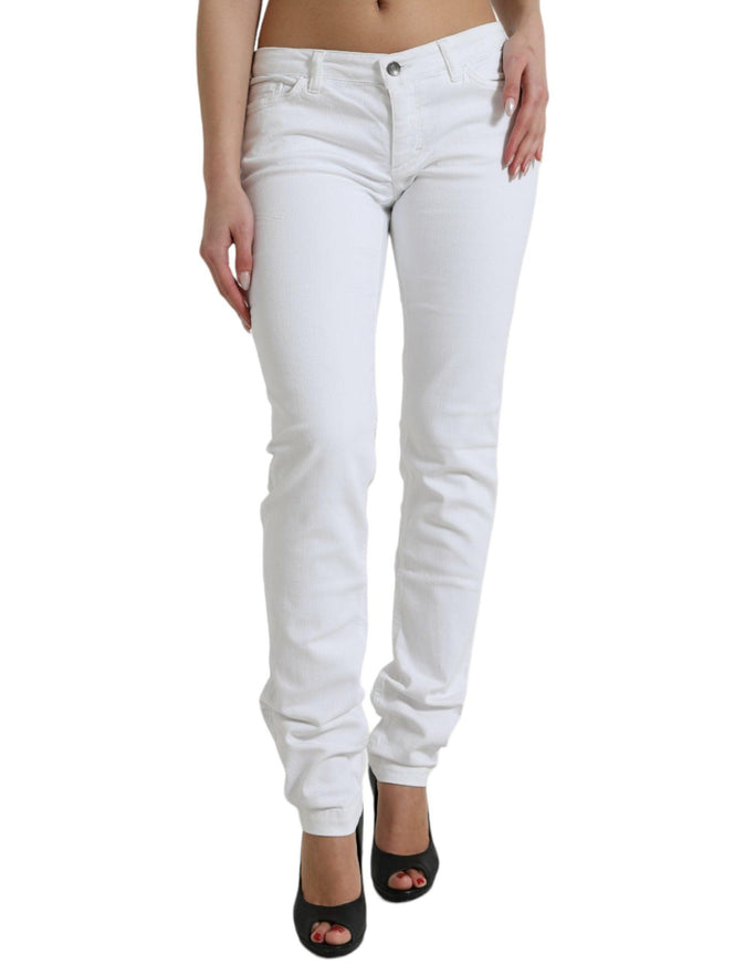 Dolce & Gabbana White Cotton Stretch Skinny Denim Jeans - Ellie Belle