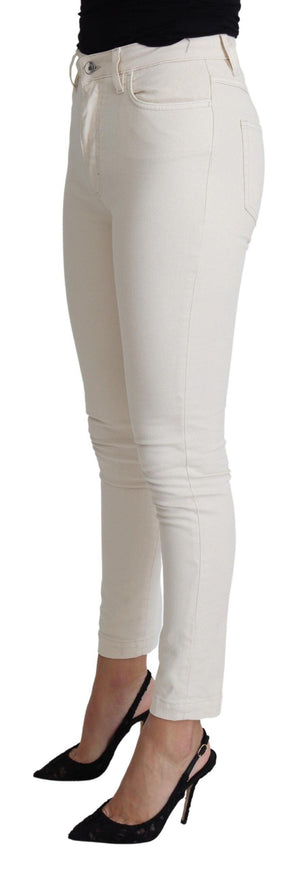 Dolce & Gabbana White Cotton Stretch Skinny Denim Trouser Jeans