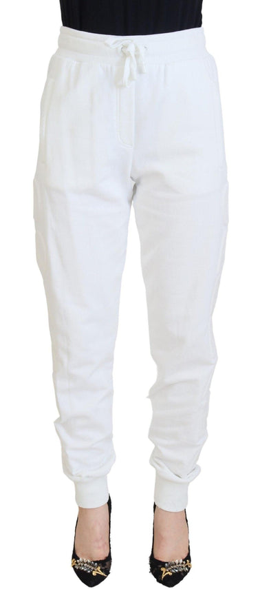 Dolce & Gabbana White Cotton Women Sweatpants Pants - Ellie Belle