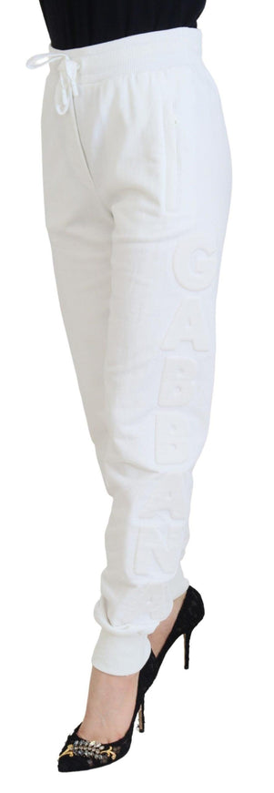 Dolce & Gabbana White Cotton Women Sweatpants Pants - Ellie Belle