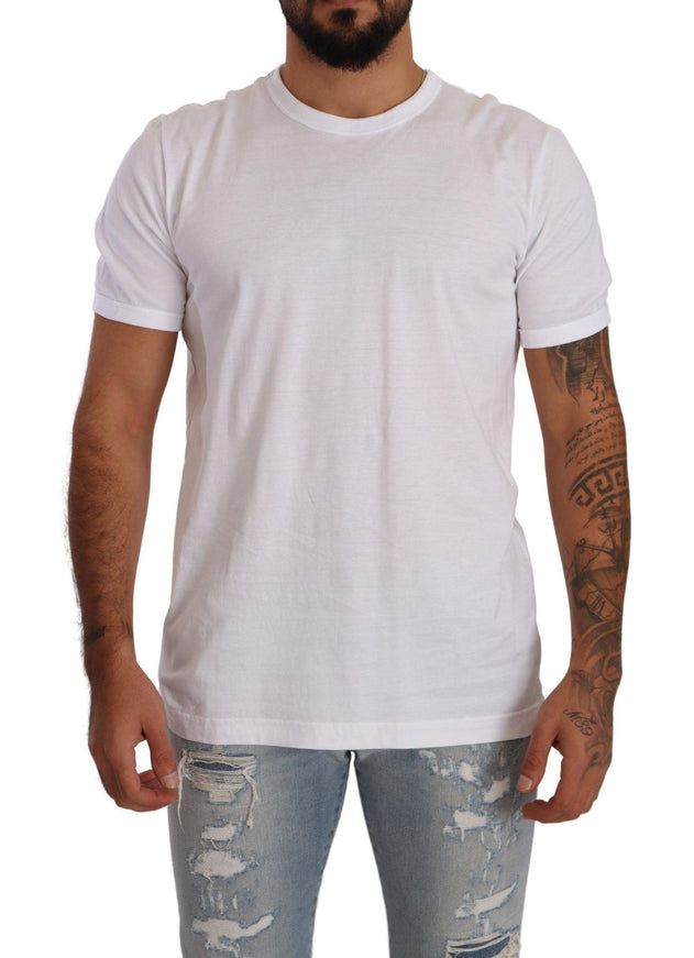 Dolce & Gabbana White Crewneck Short Sleeve Cotton T-shirt - Ellie Belle