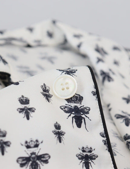 Dolce & Gabbana White Crown Bee Print Long Sleeve Pajama Top - Ellie Belle