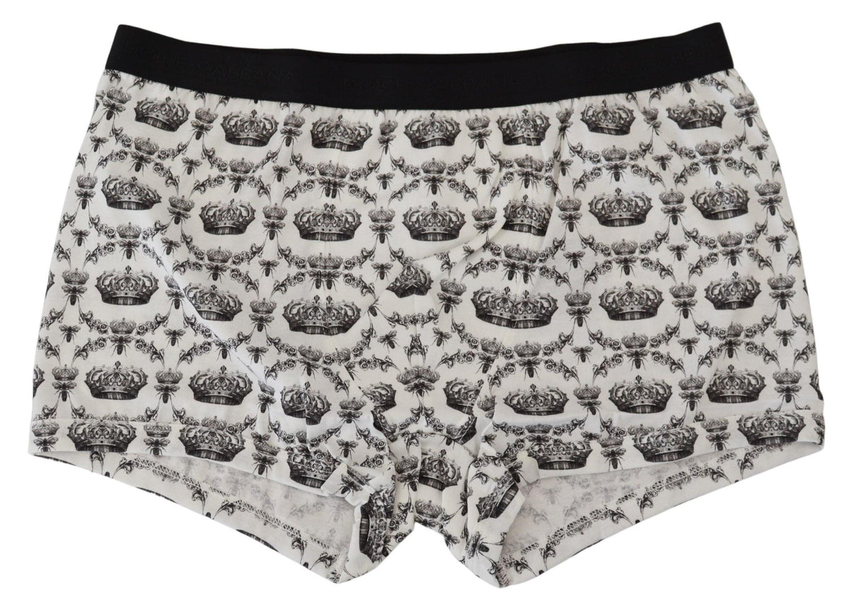 Dolce & Gabbana White Crown Cotton Regular Boxer Underwear - Ellie Belle