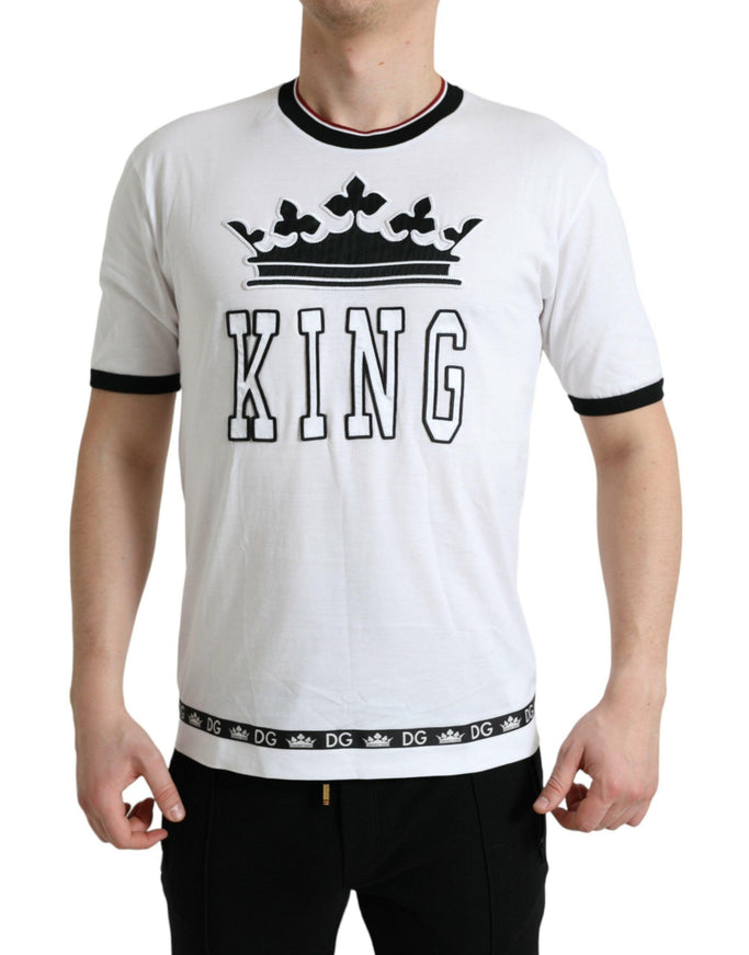 Dolce & Gabbana White Crown King Cotton Crew Neck T-shirt - Ellie Belle