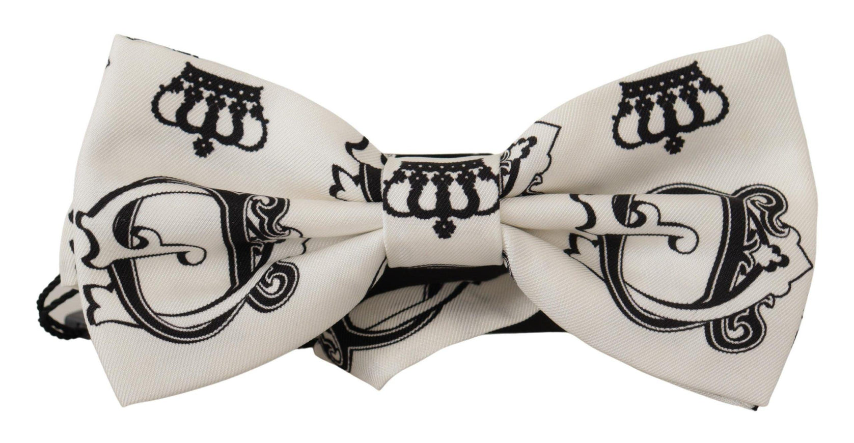 Dolce & Gabbana White Crown Pattern Adjustable Neck Papillon Bow Tie - Ellie Belle