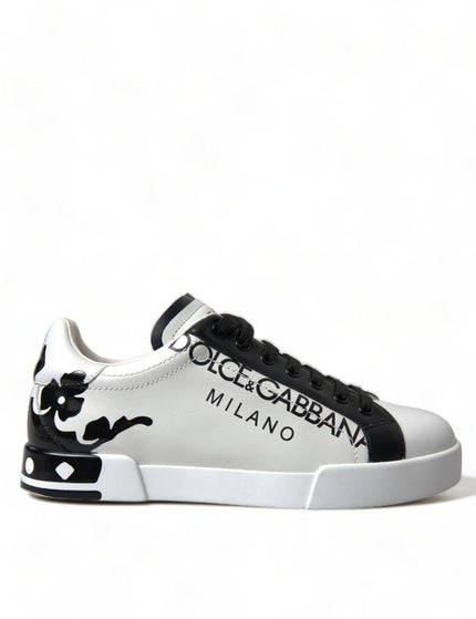 Dolce & Gabbana White Crown Portofino Leather Sneakers - Ellie Belle
