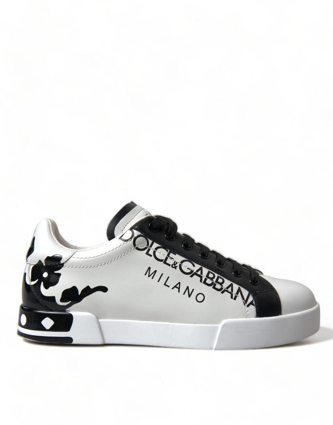 Dolce & Gabbana White Crown Portofino Leather Sneakers - Ellie Belle