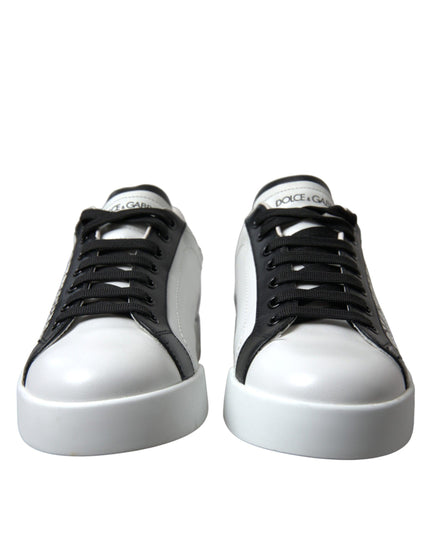 Dolce & Gabbana White Crown Portofino Leather Sneakers - Ellie Belle