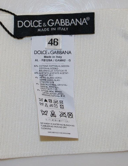 Dolce & Gabbana White Crystal Brass Wide Waist Runway Belt - Ellie Belle