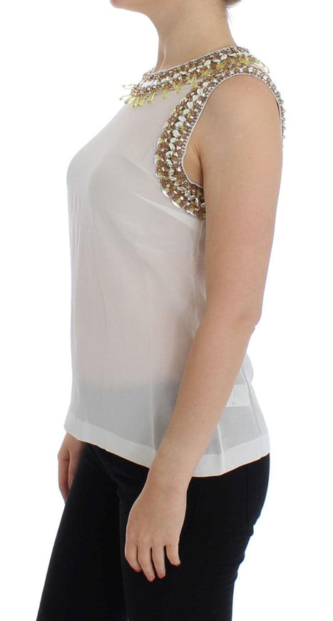 Dolce & Gabbana White crystal embellished tank top