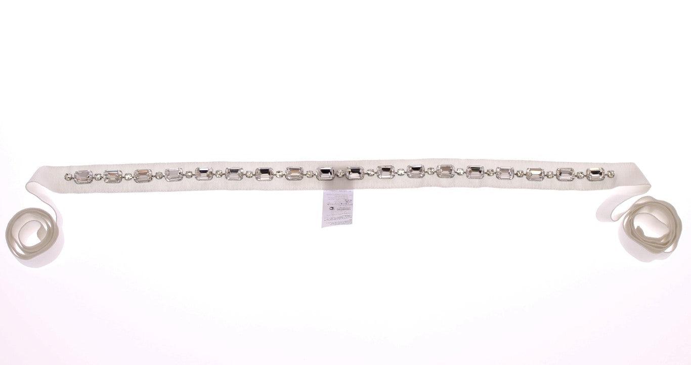 Dolce & Gabbana White Crystal Stones Waist Belt - Ellie Belle