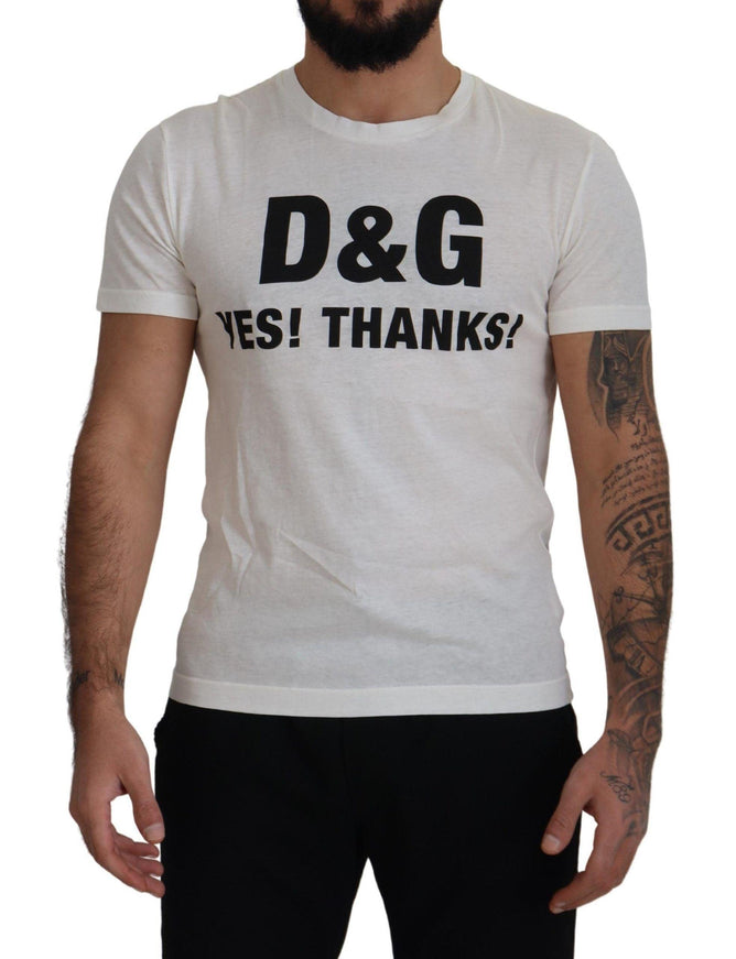 Dolce & Gabbana White D&G YES! THANKS! Tee Cotton T-shirt - Ellie Belle