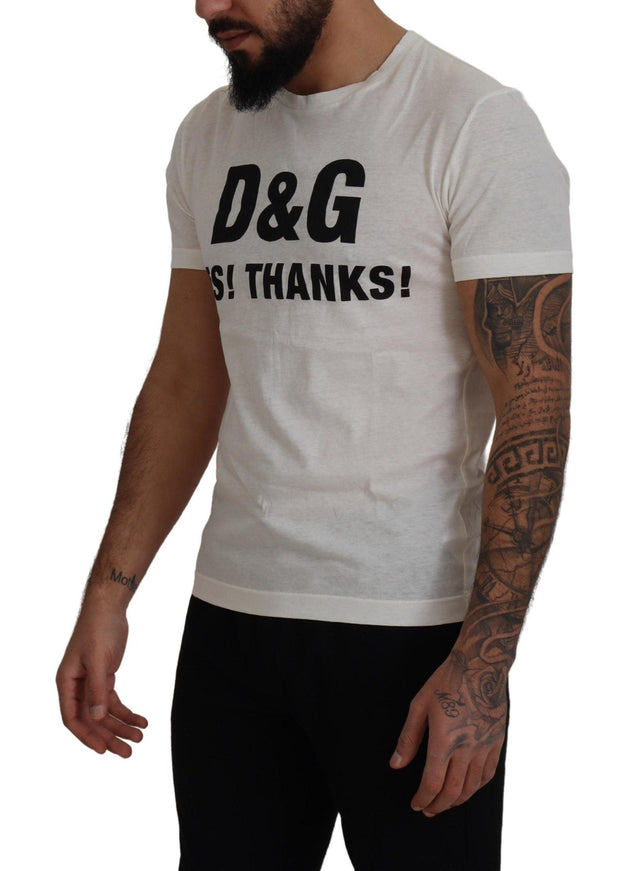 Dolce & Gabbana White D&G YES! THANKS! Tee Cotton T-shirt - Ellie Belle