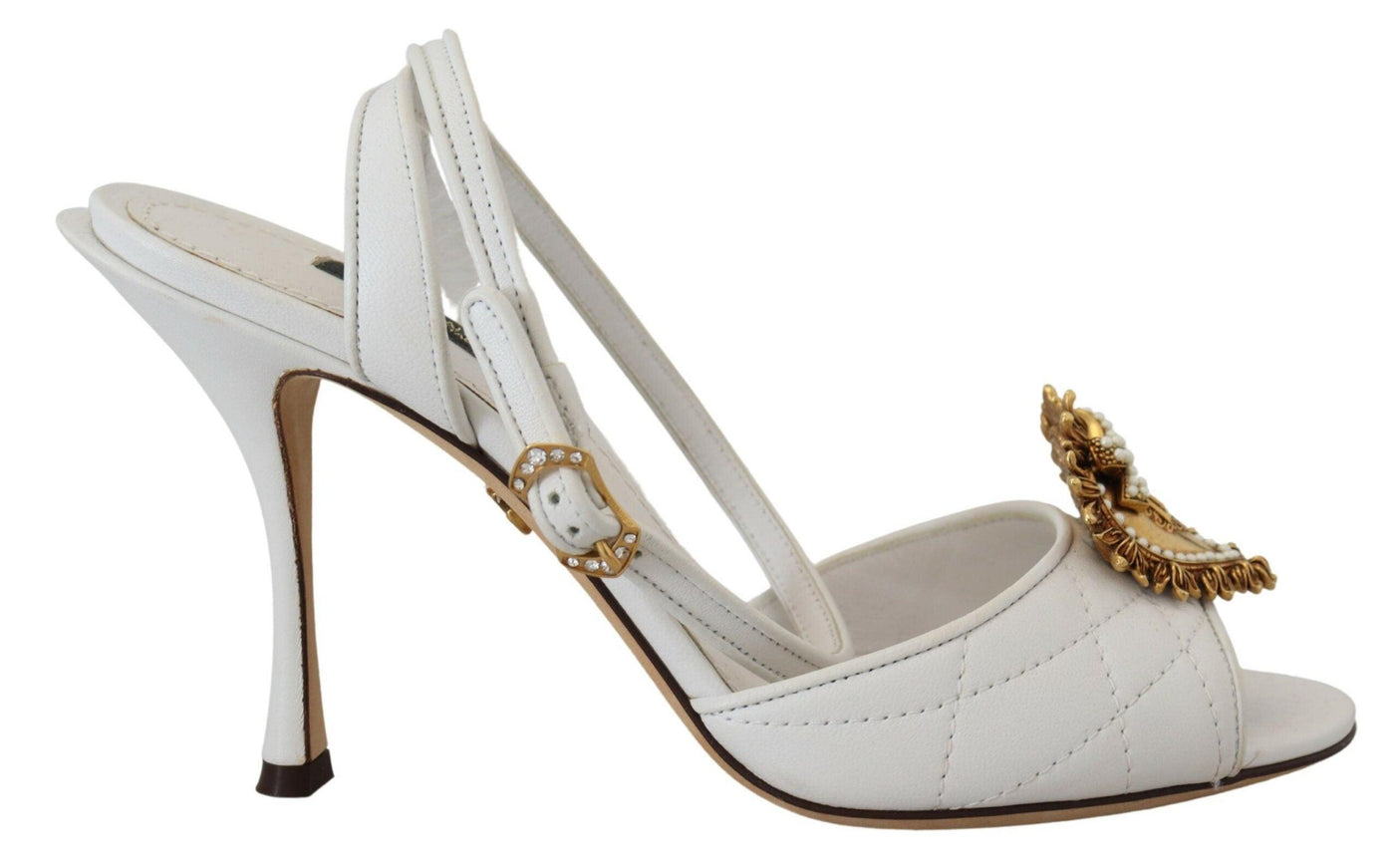 Dolce & Gabbana White Devotion Embellished Sandals Shoes - Ellie Belle