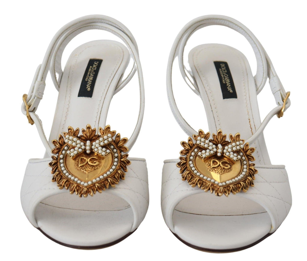 Dolce & Gabbana White Devotion Embellished Sandals Shoes - Ellie Belle