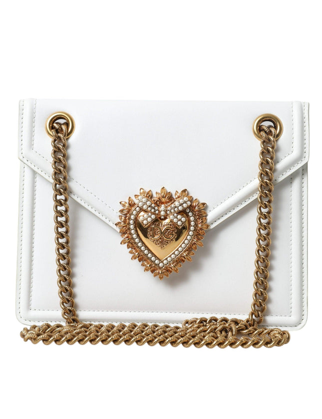 Dolce & Gabbana White DEVOTION Heart Leather Shoulder Women Bag - Ellie Belle