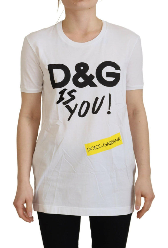 Dolce & Gabbana White DG Logo Printed Short Sleeves Top - Ellie Belle