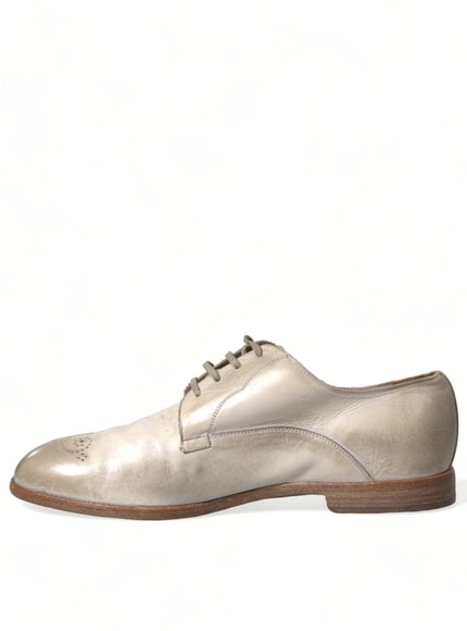 Dolce & Gabbana White Distressed Leather Derby Dress Shoes - Ellie Belle