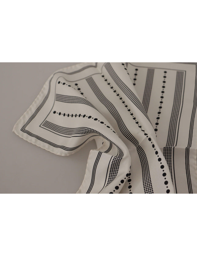 Dolce & Gabbana White Dotted Stripes Square Handkerchief Scarf - Ellie Belle