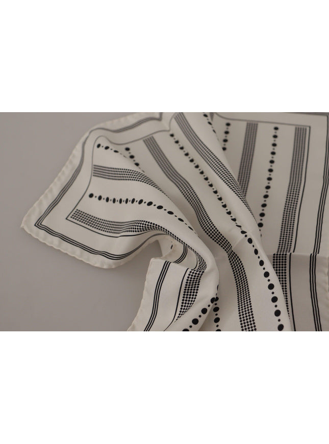 Dolce & Gabbana White Dotted Stripes Square Handkerchief Scarf - Ellie Belle