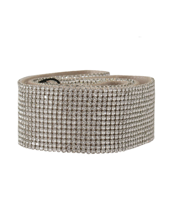 Dolce & Gabbana White Embellished Crystals Wide Snap Button Waist Belt - Ellie Belle