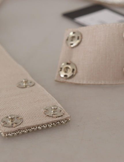 Dolce & Gabbana White Embellished Crystals Wide Snap Button Waist Belt - Ellie Belle