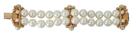 Dolce & Gabbana White Faux Pearl Beads Translucent Crystals Bracelet - Ellie Belle