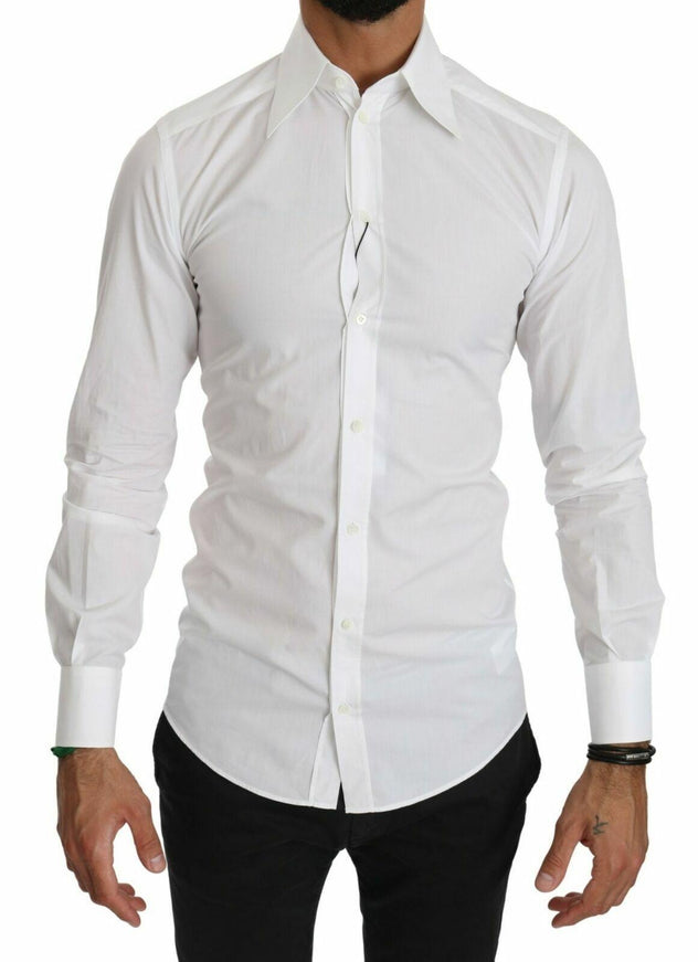 Dolce & Gabbana White Fitted Long Sleeve Top Shirt - Ellie Belle